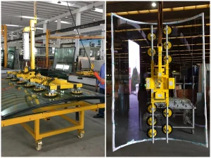 Curved glass vacuum lifter with inner and outer curve adjustment