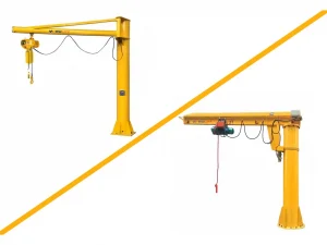 Floor mounted jib crane with manual or electric operation