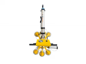 Pneumatic glass vacuum lifter with 90 degree pneumatic rotation