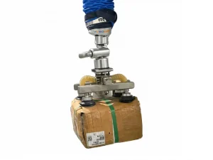 WOLIFT lifter handling a strapped corrugated box