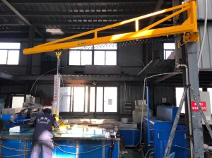 Wall bracket jib crane mounted on steel structure