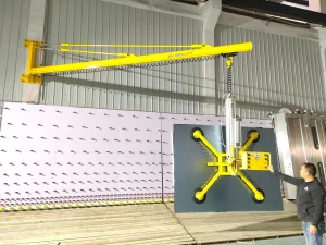 Wall mounted jib crane fixed to workshop wall