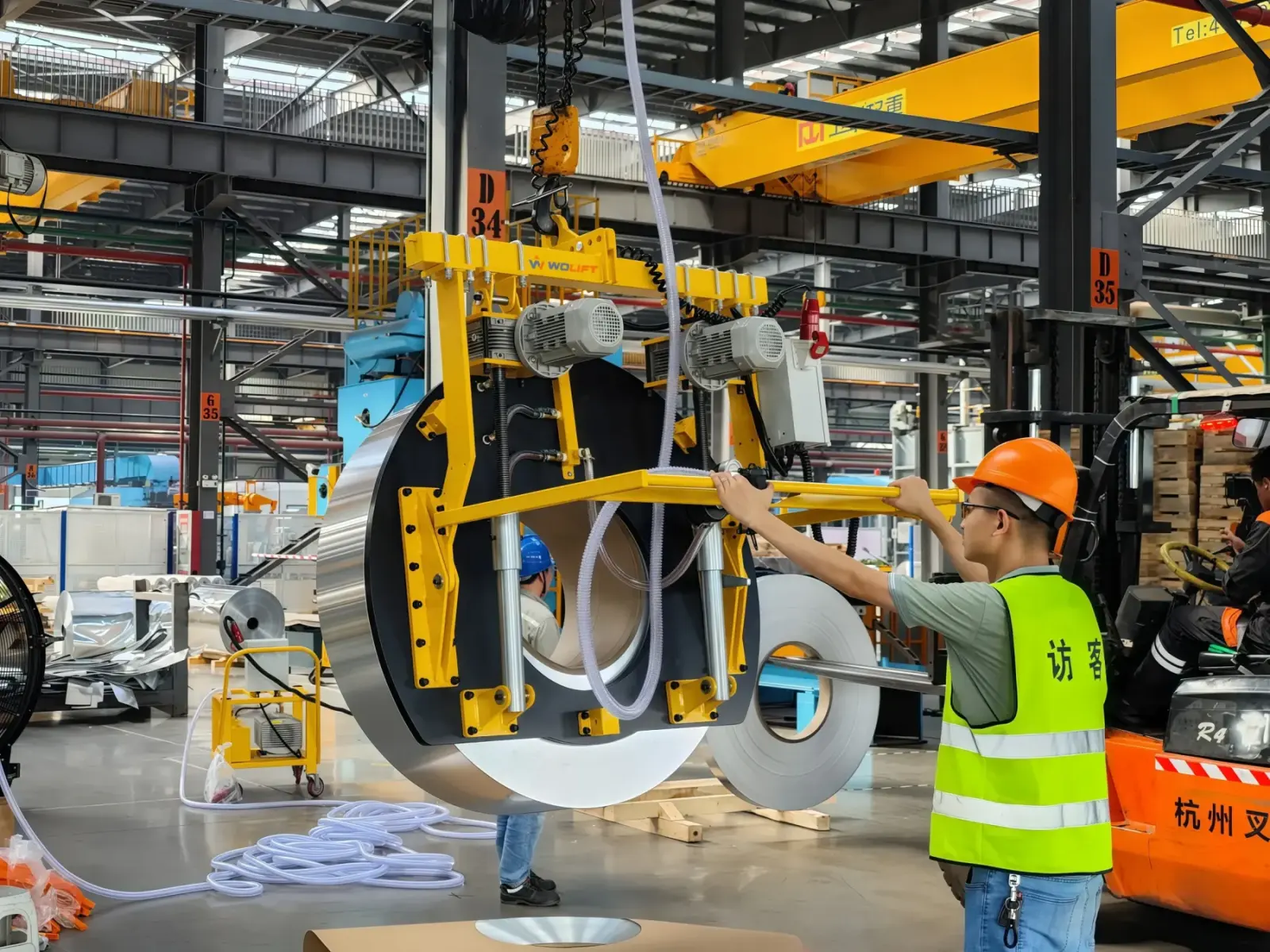 Coil handling vacuum lifter cases for aluminum coils steel coils and slit strips